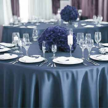 275cm Round Satin Tablecloth - Dusty Blue