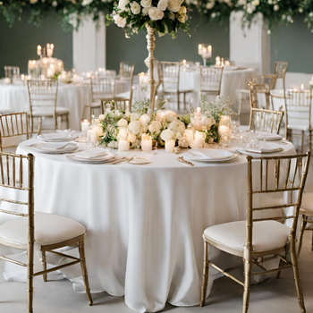275cm Round Satin Tablecloth - White
