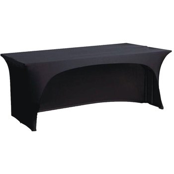 6Ft (1.8m) Black Fitted 3 Sided Lycra Tablecloth Cover 