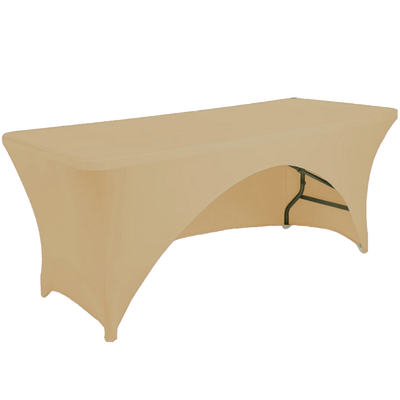 6Ft (1.8m) Champagne Fitted 3 Sided Lycra Tablecloth Cover