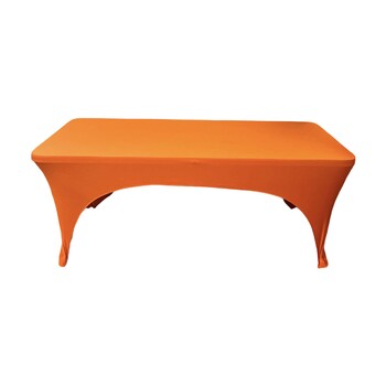 6Ft (1.8m) Orange Fitted 3 Sided Lycra Tablecloth Cover