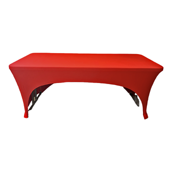 6Ft (1.8m) Red Fitted 3 Sided Lycra Tablecloth Cover