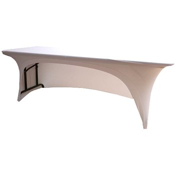 6Ft (1.8m) White Fitted 3 Sided Lycra Tablecloth Cover