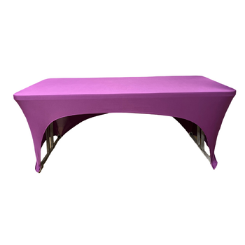 6Ft (1.8m) Purple (Mid) Fitted 3 Sided Lycra Tablecloth Cover