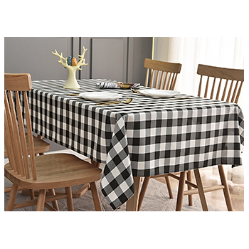 152x320cm (60x126inch) - Black/White Polyester Chequered Tablecloth  (Gingham)
