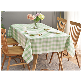 152x320cm (60x126inch) - Green/White  Polyester Chequered Tablecloth  (Gingham)