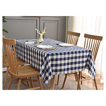 152x320cm (60x126inch) - Navy/White Polyester Chequered Tablecloth  (Gingham)
