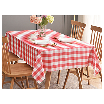 152x320cm (60x126inch) - Red/White Poly Chequered Tablecloth  (Gingham)