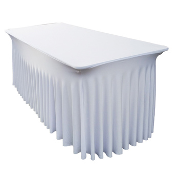 6Ft (1.8m) White SEMI Fitted Lycra Tablecloth Cover