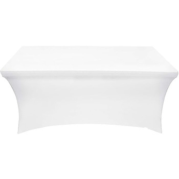 6Ft (1.8m) White Fitted Lycra Tablecloth Cover