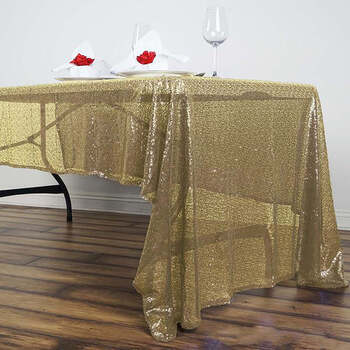 125x240cm Sequin Tablecloth - Champagne