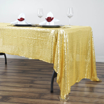 125x240cm Sequin Tablecloth - Gold (yellow toned)