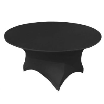 6Ft (1.8m) Black Round Lycra/Spandex Fitted Tablecloth Cover