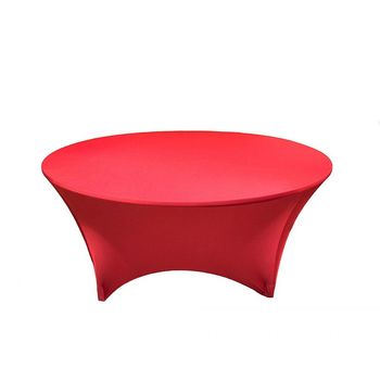 6Ft (1.8m) Red Round Lycra Fitted Tablecloth Cover