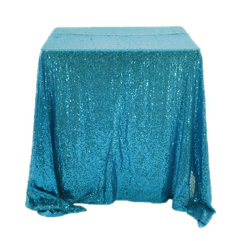 130x130cm Sequin Tablecloth - Turquoise