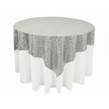 Stunning Sequin Table Square Overlay 228cm - Silver