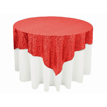 Stunning Sequin Table Square Overlay 228cm - Red