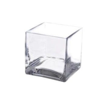 10cm Heavy Duty Glass Square Cube Vase 