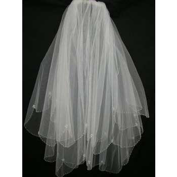 75cm Ivory Sequin & Bead 2 Tier Wedding Bridal Veil - V0522W2-1I 