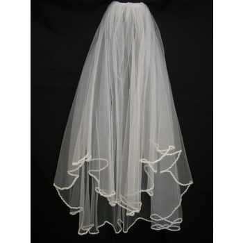 75cm Ivory Pearl & Bead 2 Tier Wedding Bridal Veil - V0538W1-1I