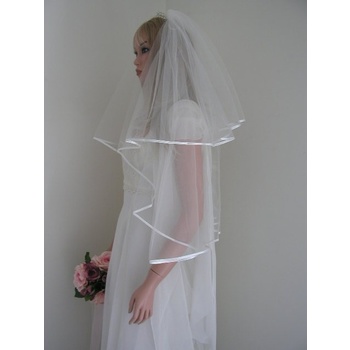 70cm Ivory Satin Edge 2 Tier Wedding Bridal Veil - V080W2-7I 