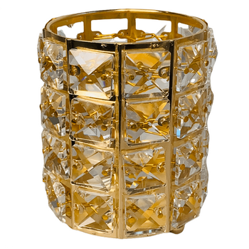 12cm - Gold Crystal Cylinder Candle Holder/Centerpiece