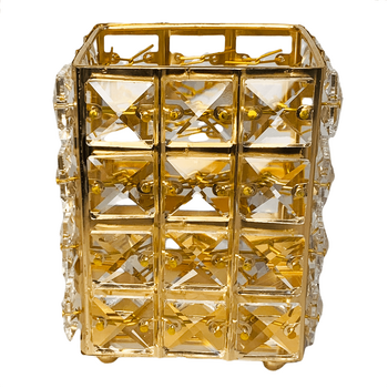 12cm - Gold Square Crystal Candle Holder/Centerpiece