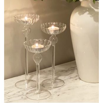 Glass Stemmed Tealight Holders - 3 Sizes Available