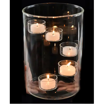 21cm Glass Cylinder Vase with 5 Tealight Candle Holders