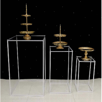 100x60x60cm - Large Metal Flower Stands/Plinth with Clear Top