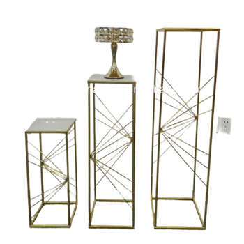 thumb_Medium - 70cm - Shiny Gold Metal Flower Stands With Clear Tops