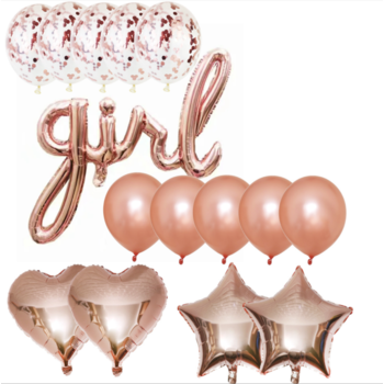 Rose Gold (Pink) Girl Baby Shower Balloon & Decorating Kit