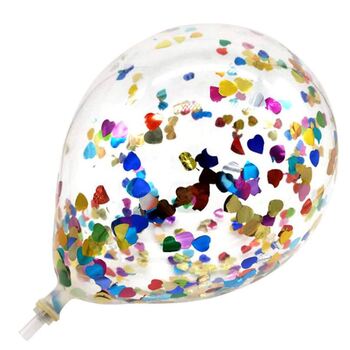 30cm Clear Balloon - Hearts Multi Coloured Foil Confetti