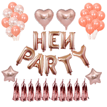 Hens Party Balloon & Tassel Pack - Rose Gold