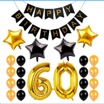 60th Birthday Balloon Decorating Kit - Gold & Black