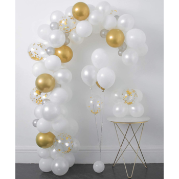 5m White & Gold Theme Balloon Garland Decorating Kit 110pcs