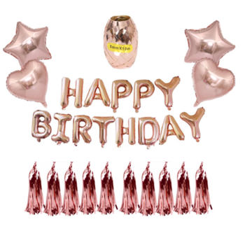 Happy Birthday Kit with Tassels - Rose Gold