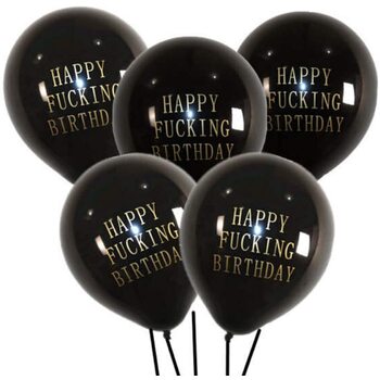 Black Happy Fucking Birthday Foil Balloons - 25cm 