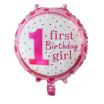 Foil First Birthday Girl  Balloon -   45cm