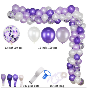 113pc Lav/Purple/White Theme Balloon Garland Decorating Kit