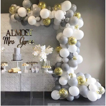 103pc White/Silver/Gold Theme Balloon Garland Decorating Kit