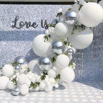 White & Silver Theme 125pcs Balloon Garland Decorating Kit