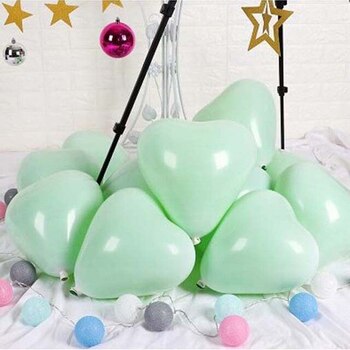 10pcs - 25cm (10")  Pastel Heart Balloons - Green