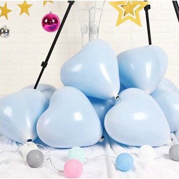10pcs - 25cm (10")  Pastel Heart Balloons - Blue