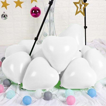 10pcs - 25cm (10")  Pastel Heart Balloons - White