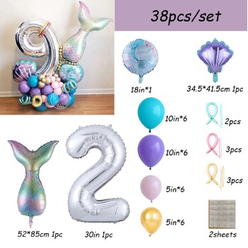 30pcs - 2nd Birthday Mermaid Themed Birthday Set