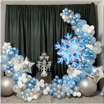 White Blue Snowflake Themed Balloon Garland Decorating Kit )(Frozen Theme 2)