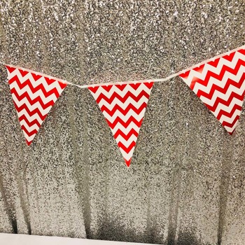 3.5m Large Party Bunting/Banner Flag - Red Zigzag