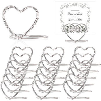 Heart Shaped Place Card Holder - Silver