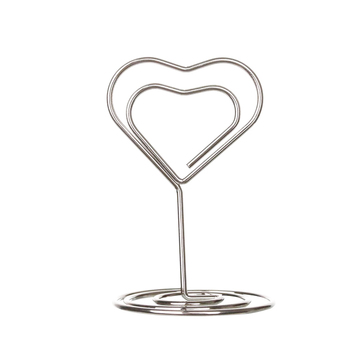 8.5cm Heart Shaped Place Card Holder - Silver